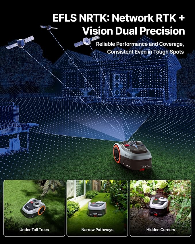 Segway Navimow i210 AWD Robot Lawn Mower Wire with 4 Blades Assembly, AWD for 45% Slopes, EFLS NRTK + Vision Auto Mapping, Covers 1/4 Acre (Blades Shipped Separately)