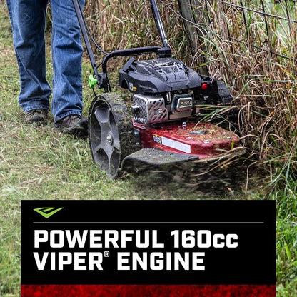 Earthquake Walk Behind String Mower With 160cc Viper 4-Cycle Engine, 22” Cutting Diameter, 14” Never-Go-Flat Wheels, Easy Assembly, Adjustable Handlebar, 40314