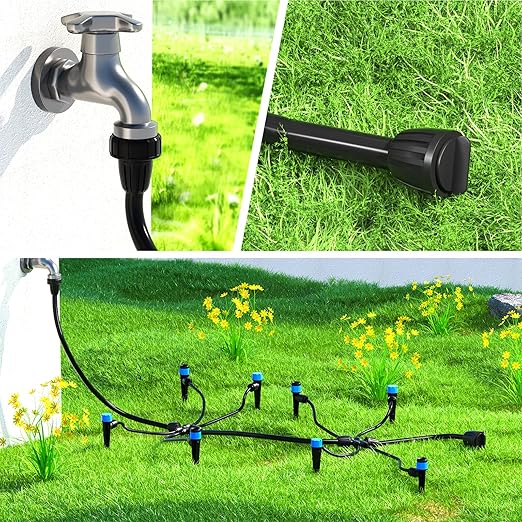 Bonviee 6-Pack 5/16 Inch Drip Irrigation Fittings, Adapters and End Plugs | Includes 3 PVC Female Hose Thread Non-Swivel Adapters and 3 Barbed End Plugs for 5/16-Inch Mainline Tubing.