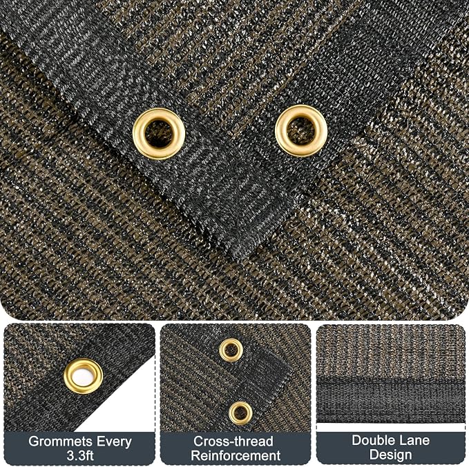 90% Sun Shade Cloth, Kesfitt 10x12FT Garden Shade Cover with Reinforced Grommets, Mesh Tarp Sun Privacy Screen for Greenhouse, Plant, Pergola, and Backyard Patio Sunshade