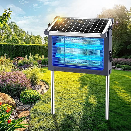 Solar Bug Zapper Outdoor, Mosquito Zapper 4500V Cordless Waterproof, Auto On/Off, Portable Type-C & Solar Powered Bug Zapper, Electric Mosquito Trap Fly Zapper Killer for Patio Garage Yard Camping