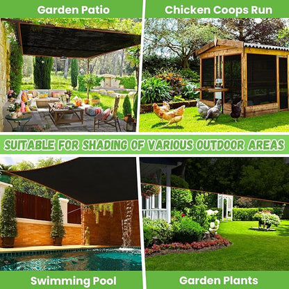 Riare 90% Black Shade Cloth- 6.5 x 10 FT Sunblock Garden Shade Cloth, Sun Shade Mesh Tarp with Reinforced Grommets for Greenhouse, Garden, Patio, Backyard, Plants, Pergola, Chicken Coop