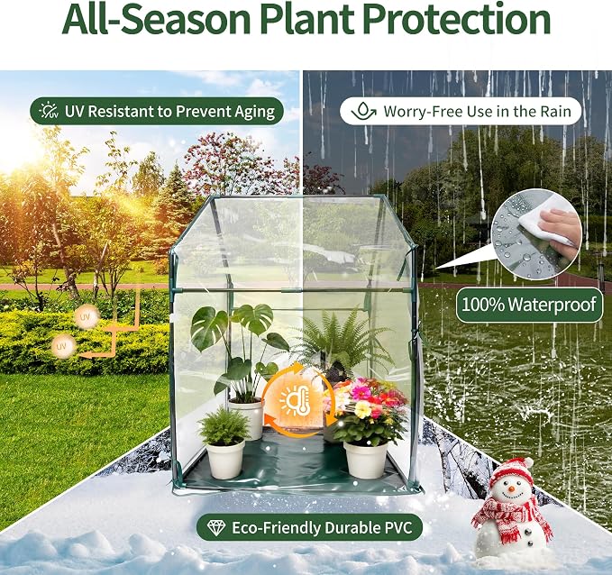 PROWORX Mini Greenhouse 36"x36"x58.5" Plant Cover Tent Seed Starting Waterproof Floor Mat Small Plant Tent for Use on Patio Balcony Porch & Indoors/Outdoors