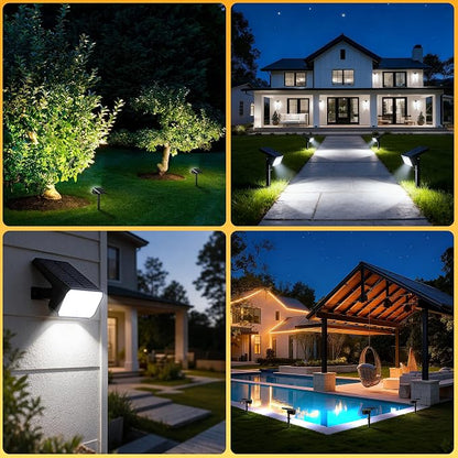 Solar Spot Lights Outdoor, [10 pack/118 LED] 4 Modes Auto On/Off Solar Landscape Spotlights, Ip67 Waterproof Solor Powered Pathway Lights for Outside Yard Garden Walkway Tree Patio (Cool White)