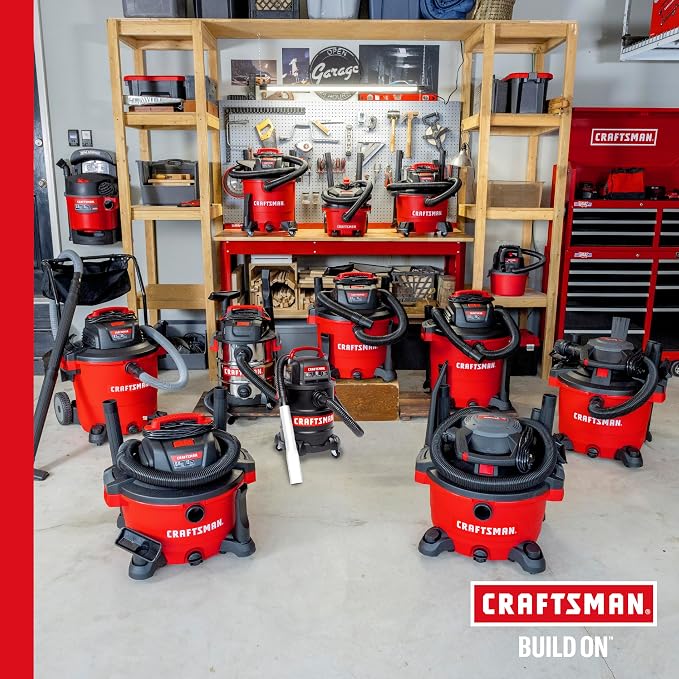 CRAFTSMAN CMXEVBE17607 16 Gal. 6.5 Peak HP Wet Dry Vac with Detach Blower | Portable Shop Vacuum Wet and Dry with Filter, Dust Bag, Hose and Attachments for Garage, Outdoor Cleaning