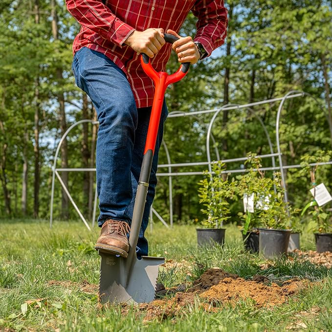 Root Slayer 22211 Round Head Digging Shovel for Landscaping, Red