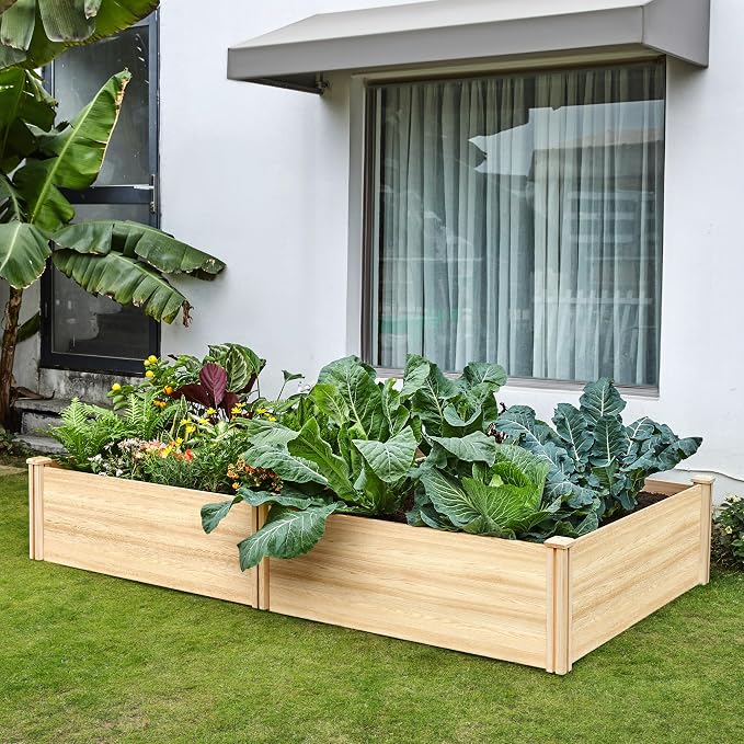 SPECRAFT 15 Inch Depth 8x4 FT Deep Wooden Raised Garden with Open Base, Extra Large Planter Box for Deep-Rooted Plants, Ideal for Outdoors, Patio, Backyard