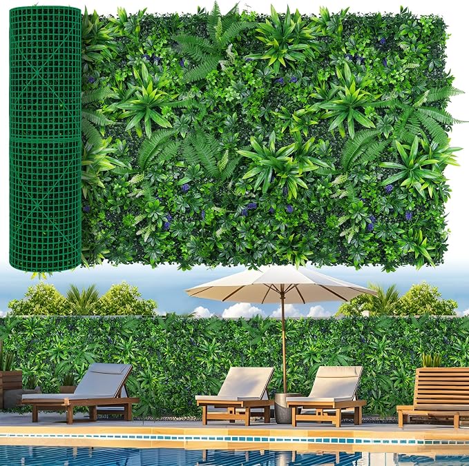 Grooy Artificial Boxwood Roll Panels, Grass Wall Panels 40"x120"(33.33 SQFT), Privacy Hedge Fence Screen with UV Protection, Fake Greenery Backdrop for Indoor Wedding and Outdoor Garden Backyard