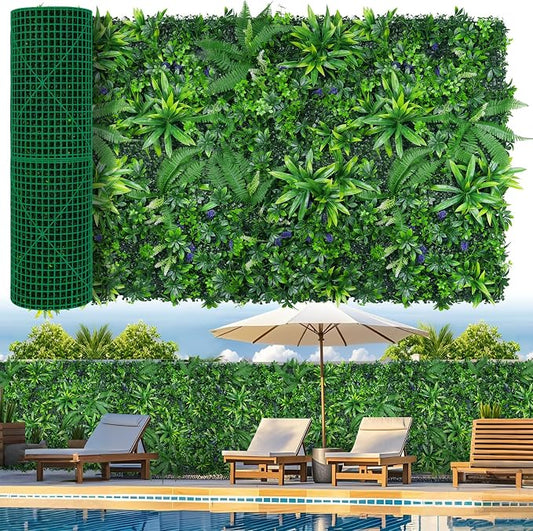 Grooy Artificial Boxwood Roll Panels, Grass Wall Panels 40"x120"(33.33 SQFT), Privacy Hedge Fence Screen with UV Protection, Fake Greenery Backdrop for Indoor Wedding and Outdoor Garden Backyard