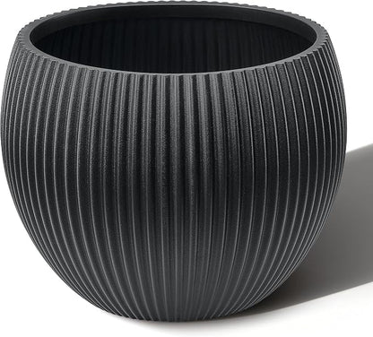 homenote Flower Pots 14.5 Inch,Large Plant Pots Indoor with Drainage,Plastic Pots for Plants,Garden Pots for Outdoor,Large Planters for Indoor Plants,Big Plastic Planter,Black