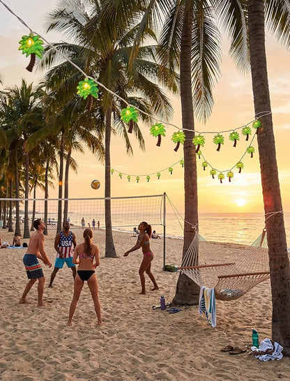 8.5Ft Palm Tree Lights Outdoor, Patio Lights String with 10 LED Summer Beach Themed Lights for Indoor Bedroom Tiki Party Decor, White Wire