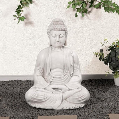 Glitzhome 22.75-inch Zen Meditation Buddha Garden Statue, Black Large Indoor and Outdoor Sculpture, Hand-Finished MGO & Fiberglass Decor for Home Patio Yard