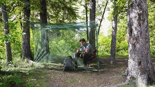 Coghlan's Double Rectangular Mosquito Net – Insect Protection for Camping, Hiking & Travel – Fits Two Sleeping Bags or Cots – Includes Setup Kit & Carry Bag – Green, 63” W x 78” L x 59” H