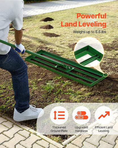 VEVOR Lawn Leveling Rake, 36"x10" Level Lawn Tool, Heavy-Duty Lawn Leveler with 78" Steel Extended Handle, Yard Leveling Rake Suit for Garden, Golf Lawn, Farm