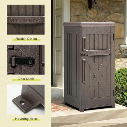 YITAHOME 60-Gallon Secure Package Delivery and Storage Box | Double-Wall Resin, Weatherproof, for Outdoor Use, Curbside or Porch, 8.5 Cubic Feet, Brown