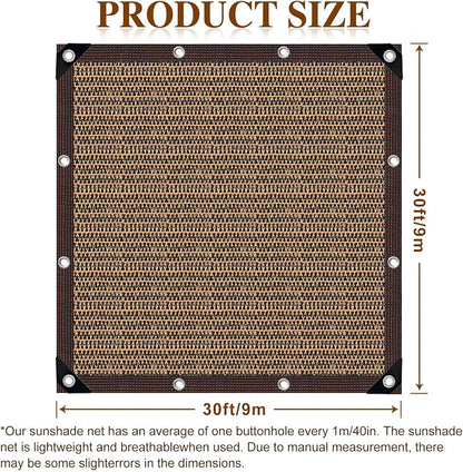 Shade Cloth,80% Sunblock Net with Metal Grommets and Reinforced Edges,Garden Sun Shade Netting,Used in Courtyards,Balconies,Carports,Greenhouse, Plants Growing,Chicken Coop Patios etc.30x30FT