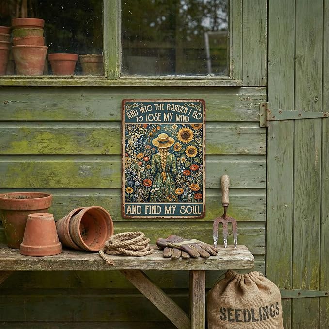Garden Decor Sign Into the Garden I Go Floral Wall Art | Nature Lovers • Patio Yard Display • Garden Theme • Vintage Cottage Style • UV Printed • 8x12 Inch