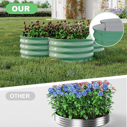 Garvee 2 Pack Galvanized Raised Garden Bed, Petal-Shaped, 4x4x1ft, Green | Metal Planter Box Combines into 4 Circles, Open Base for Veggies, Herbs & Flowers, Rust-Resistant Outdoor Garden Bed