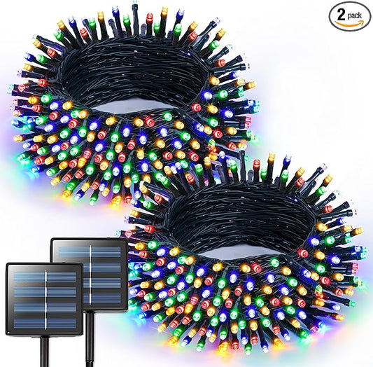 JMEXSUSS 2 Pack Solar Christmas Lights, Total 400 LED 151FT, Multi-Colored | Christmas Lights Outdoor Waterproof, 8 Modes Solar String Lights for Outside Patio Yard Christmas Tree Xmas Decorations