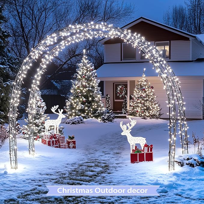 JMEXSUSS 600 LED Solar Christmas Lights, 206.7ft Solar String Lights, White | Christmas Lights Outdoor Waterproof, 8 Modes White Solar Lights for Yard Patio Tree Garden Wedding Party Christmas Decor