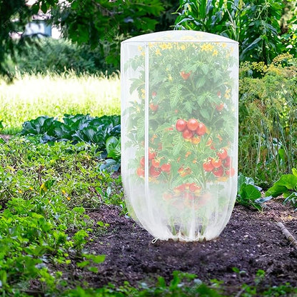 2 Pcs Vertical Plant Pot Insect Netting with Zipper, 59 x 32.4 Inch Garden Netting 7 Tier Stackable Strawberry Planter Cover Bird Barrier Protection Mesh for Tomato Flower Strawberry