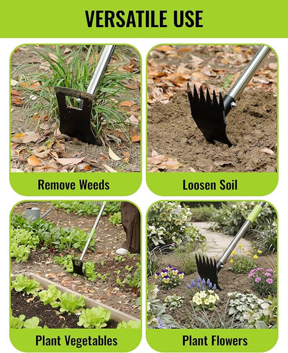 WORKPRO Weed Puller Tool with Long Handle, 2-in-1 Garden Hoe & Weed Rake | 29"-56" Adjustable Manual Weeding Tool, Uprooting Weed Remover Gardening Weeder Tools for Yard, Lawn, Patio and Garden