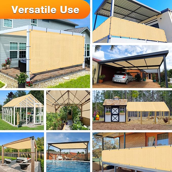 Artpuch Outdoor Pergola Shade Cover 4' X 6' Sun Shade Cloth with Grommets, 90% UV Protection Canopy Patio Privacy Screen (Customized Available) GN107, Wheat