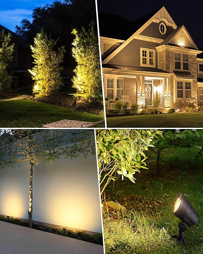 SUNVIE 6W Low Voltage Landscape Lights LED Low Voltage Lighting Warm White Landscaping Lights Waterproof Landscape Spotlights with Connectors Spot Lights Outdoor for Garden Tree Wall Yard, 12 Pack