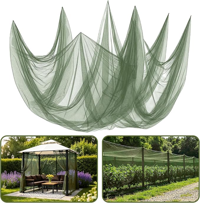 ANPHSIN 40x10ft Ultra fine Mosquito Net for Patio - Mesh Netting Screen for Outdoor Garden Porch Balcony, Protects Skin & Plants from Bugs, Birds, Green