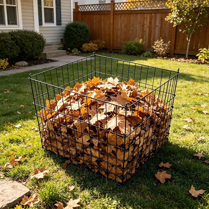 Garden Wire Compost Bin 30x30x24 inches, Black, Garden Bed Fencing
