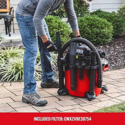 CRAFTSMAN CMXEVBE17607 16 Gal. 6.5 Peak HP Wet Dry Vac with Detach Blower | Portable Shop Vacuum Wet and Dry with Filter, Dust Bag, Hose and Attachments for Garage, Outdoor Cleaning