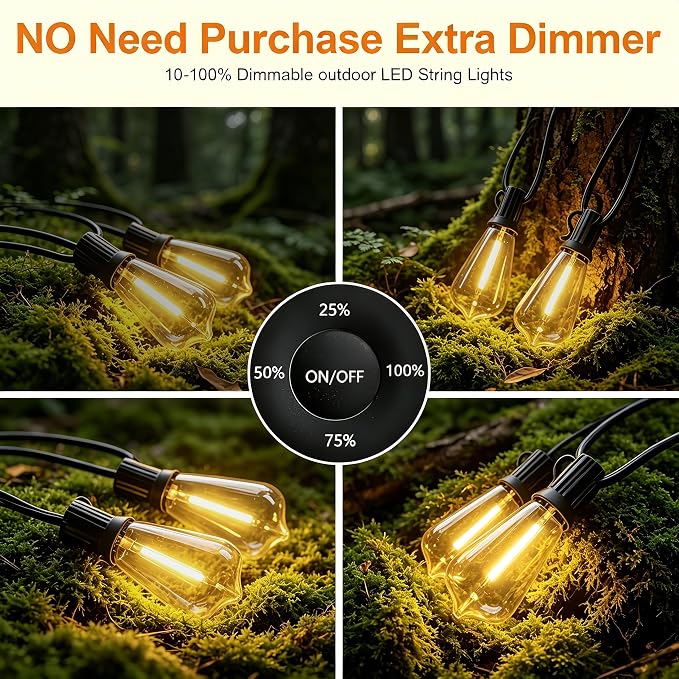 150FT Outdoor String Lights with Remote, Garden Patio Decor with 2500K Warm White, 75+3 LED Edison Bulbs, Support Timer Dimmable Waterproof Shatterproof for Yard Outside Porch Deck Backyard (24v)