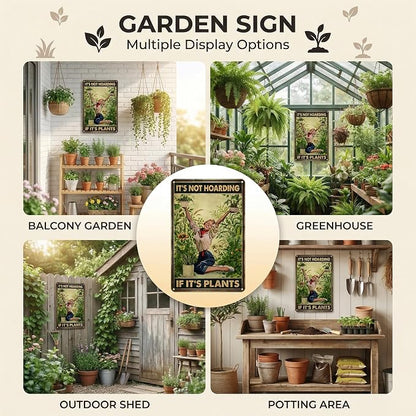 Bestylez Gardening Gifts It‘s Not Hoarding If It's Plants Vintage Garden Signs for Home Garden Greenhouse Living Room Bedroom Yard Backyard Outdoor Decor 8X12 Inch (3066)