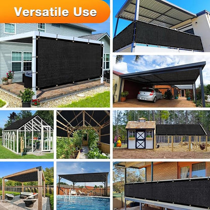 Artpuch Outdoor Pergola Shade Cover 10x14 FT Sun Shade Cloth with Grommets Black 90% UV Protection Canopy Patio Privacy Screen (Customized Available)