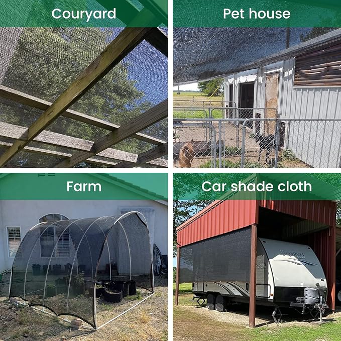 Shade Cloth, 10FT X 20FT 90% Black Outdoor Woven Sun Shade with Grommets, Durable Breathable Netting Shading Antifreezing for Patio, Garden, DIY Home, Plants Cover, Greenhouse, Dog Kennel