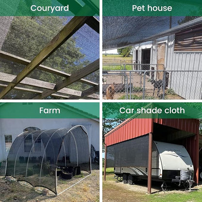 Shade Cloth, 10FT X 20FT 90% Black Outdoor Woven Sun Shade with Grommets, Durable Breathable Netting Shading Antifreezing for Patio, Garden, DIY Home, Plants Cover, Greenhouse, Dog Kennel