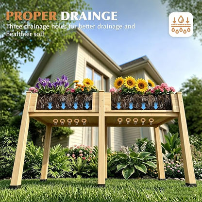 Wood Raised Garden Bed, 72x24x30in Elevated Wooden Planter Box with Legs Standing Growing Bed for Backyard, Patio, Balcony with Bed Liner, 200 Pound Capacity 2PCS