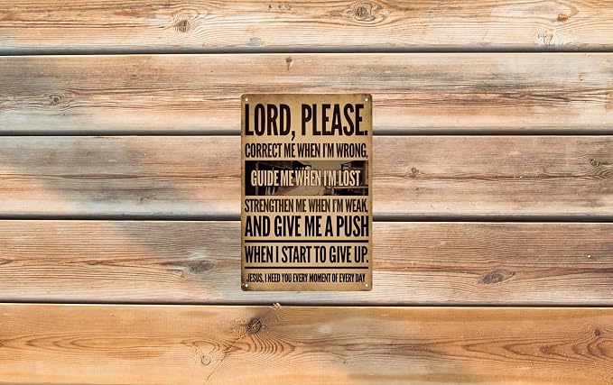 Vintage Metal Tin Sign Decorative 8x12 in Lord Please Religious Themed Decor for Home Garage Porch Cafe Club Wall Hanging Inspirational Plaque for Indoor & Outdoor