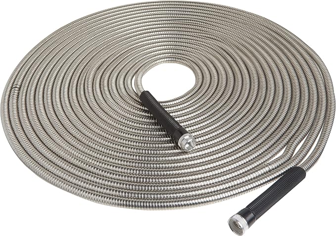 Bionic Steel 100 FT and 25 FT Garden Hoses, 304 Stainless Steel Metal Water Hoses, Flexible and Durable