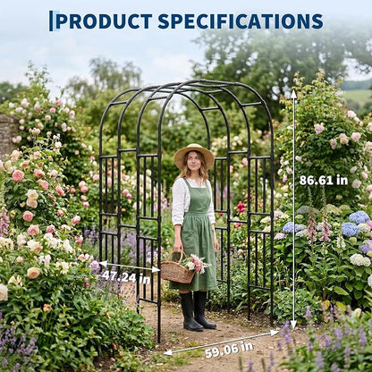 Metal Garden Arch Trellis, 7.3FT Extra Tall Polyethylene-Coated Steel Garden Trellis for Climbing Plants, Vegetables, Flowers, Outdoor Pergola Arbor Wedding Party