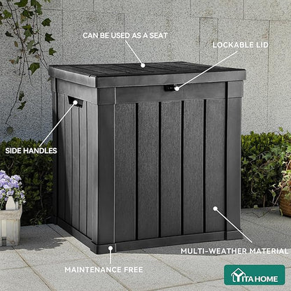 YITAHOME Deck Box | 51 Gallon Weatherproof Outdoor Storage Container for Patio Cushions, Pool Supplies, Garden Tools, Lockable Lid and Side