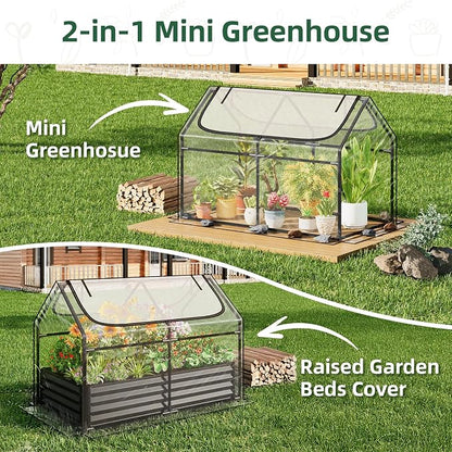 Superlele Mini Greenhouse for Outdoor, 4x2x3FT Portable Greenhouse with 2 Large Zipper Doors, Transparent PVC Cover for Plant Protection and Winter Gardening, Reinforced Frame