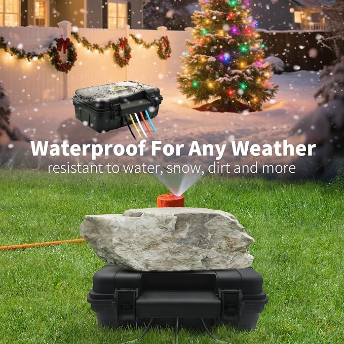 Paxboxtech Large Outdoor Electrical Box (13.4 x 9.5 x 5.2 inch), IP54 Waterproof Outdoor Extension Cord Cover, Weatherproof Outlet Box, Protect Power Strip, Outlet, Timer, Plug, Holiday Light, Black