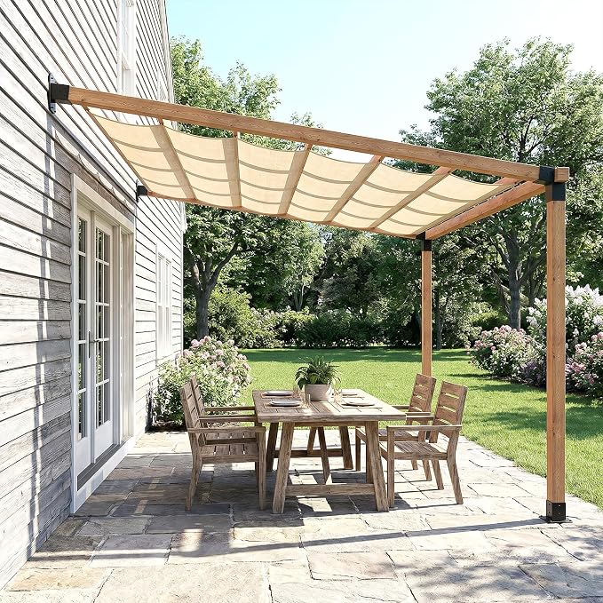 2 Pack Stainless Steel 15° Slanted roof pergola Bracket, firewood Sheds roof kit (3-Way End Corner), black