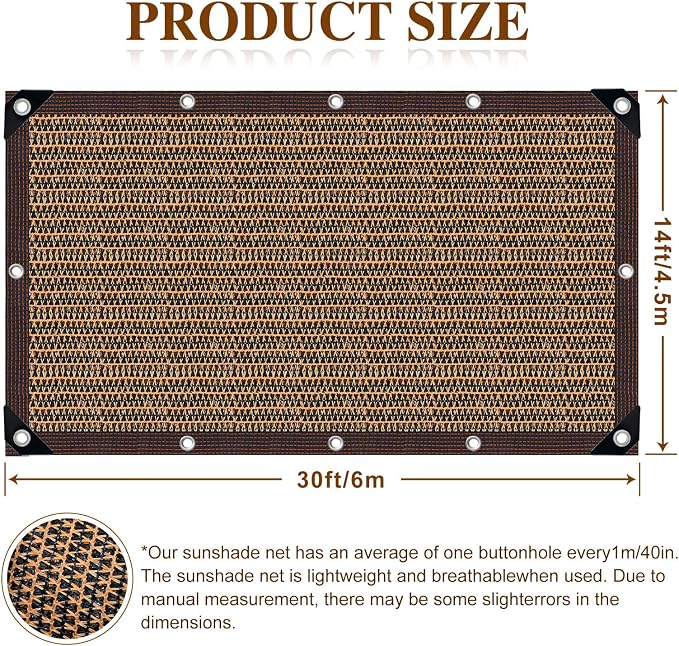 80% Garden Shade Cloth Sun Shade Fabric – UV Resistant Durable Sunblock Netting for Plants, Outdoor Patio, and Greenhouse Coverage