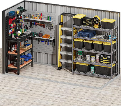 DWVO 8.5x3.5ft Large Outdoor Storage Shed, Metal Tool Sheds, Heavy Duty Tool Storage with Lockable Doors & Air Vent for Backyard Patio Lawn to Store Bikes, Tools, Lawnmowers, Dark Gray