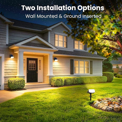JEJOT Solar Lights Outdoor Waterproof IP65, Super Bright LED, 3000K 2 Lighting Modes, Solar Powered Yard Garden Solar Spot Lights for Outside Landscape Auto On/Off -6 Pack