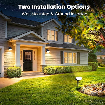 JEJOT Solar Lights Outdoor Waterproof IP65,Auto On/Off, 2700K 2 Lighting Modes, Super Bright LED, Solar Powered Yard Garden Solar Spot Lights for Outside Landscape -8 Pack