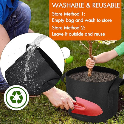 Gardzen 20-Pack 5 Gallon Grow Bags, 300G Thickened Aeration Fabric Pots with Handles, Heavy Duty Plant Bags for Plants for Indoor & Outdoor Use