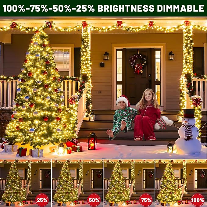 100FT 300 LED Color Changing Christmas Lights, Warm White & Multicolor Christmas Tree Lights with Remote, Waterproof String Light for Outside Indoor Home Patio Yard Party Garden Holiday Decorations